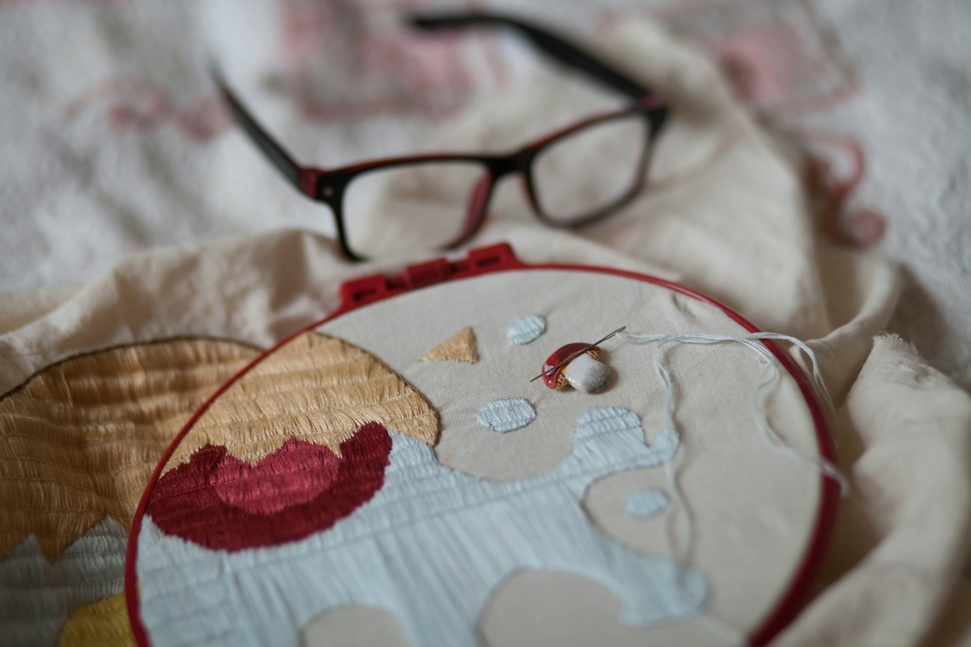 Embroidery in process. Hand crafting